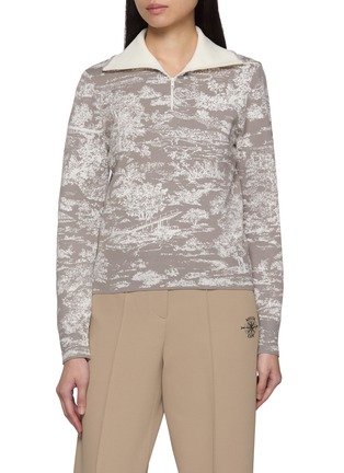 Main View - Click To Enlarge - SOUTHCAPE - Nature Print Half Zip Knit Jumper