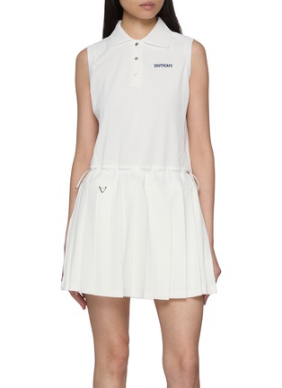 Main View - Click To Enlarge - SOUTHCAPE - Sleeveless Contrast Collar Pleated Dress