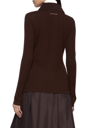 Back View - Click To Enlarge - SOUTHCAPE - Long Sleeve Logo Knit Polo Top