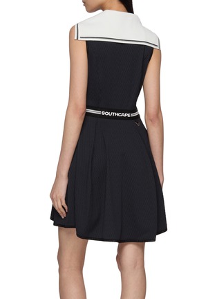 Back View - Click To Enlarge - SOUTHCAPE - Sleeveless Marine Sailor Jacquard Dress