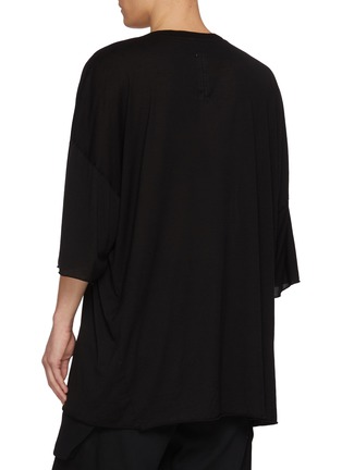 Back View - Click To Enlarge - RICK OWENS  - V-Neck Cotton Gauze Jersey T-Shirt