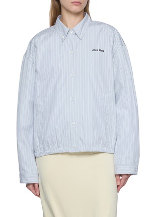 Main View - Click To Enlarge - MIU MIU - Long Sleeve Striped Jacket