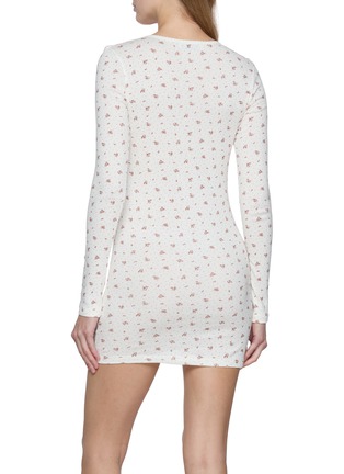 Back View - Click To Enlarge - MIU MIU - Long Sleeve Floral Ribbed Cotton Jersey Dress