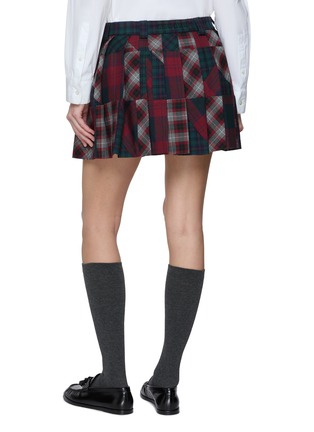 Back View - Click To Enlarge - MIU MIU - Plaid Patchwork Pleated Wool Mini Skirt