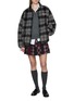 Figure View - Click To Enlarge - MIU MIU - Plaid Patchwork Pleated Wool Mini Skirt