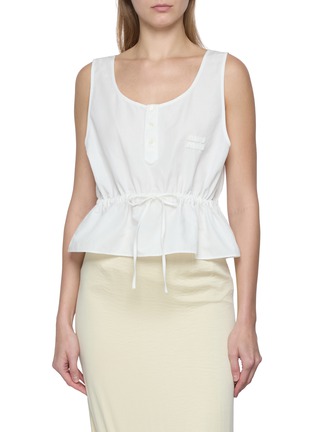 Main View - Click To Enlarge - MIU MIU - Sleeveless Fiammato Drawstring Top
