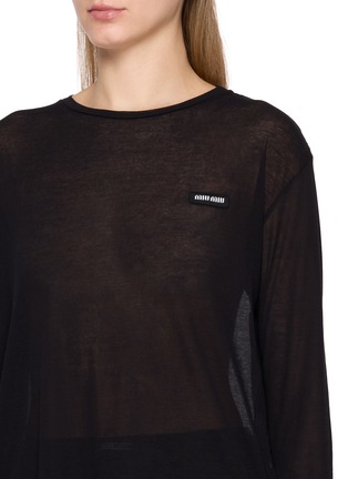  - MIU MIU - Long Sleeve Sheer Round Neck Jersey Top