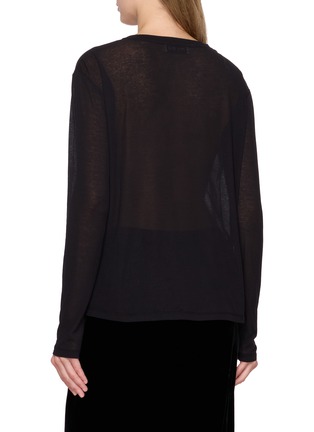 Back View - Click To Enlarge - MIU MIU - Long Sleeve Sheer Round Neck Jersey Top