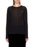 MIU MIU Long Sleeve Sheer Round Neck Jersey Top