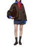 Figure View - Click To Enlarge - MIU MIU - Contrast Collar Cuff Wool Bomber Jacket
