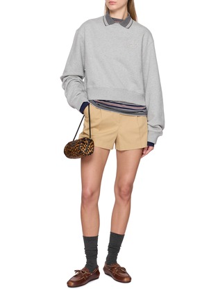 Figure View - Click To Enlarge - MIU MIU - Embroidered Collar Mélange Sweater