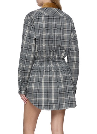 Back View - Click To Enlarge - MIU MIU - Chequered Flannel Cotton Mini Dress