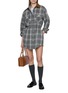 Figure View - Click To Enlarge - MIU MIU - Chequered Flannel Cotton Mini Dress