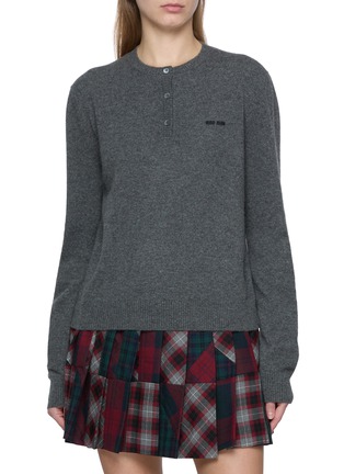 Main View - Click To Enlarge - MIU MIU - Round Neck Cashmere Knit Sweatshirt