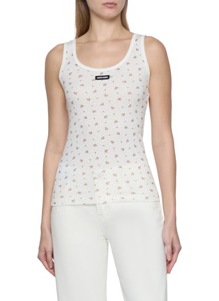 Main View - Click To Enlarge - MIU MIU - Ribbed Floral Cotton Jersey Tank Top