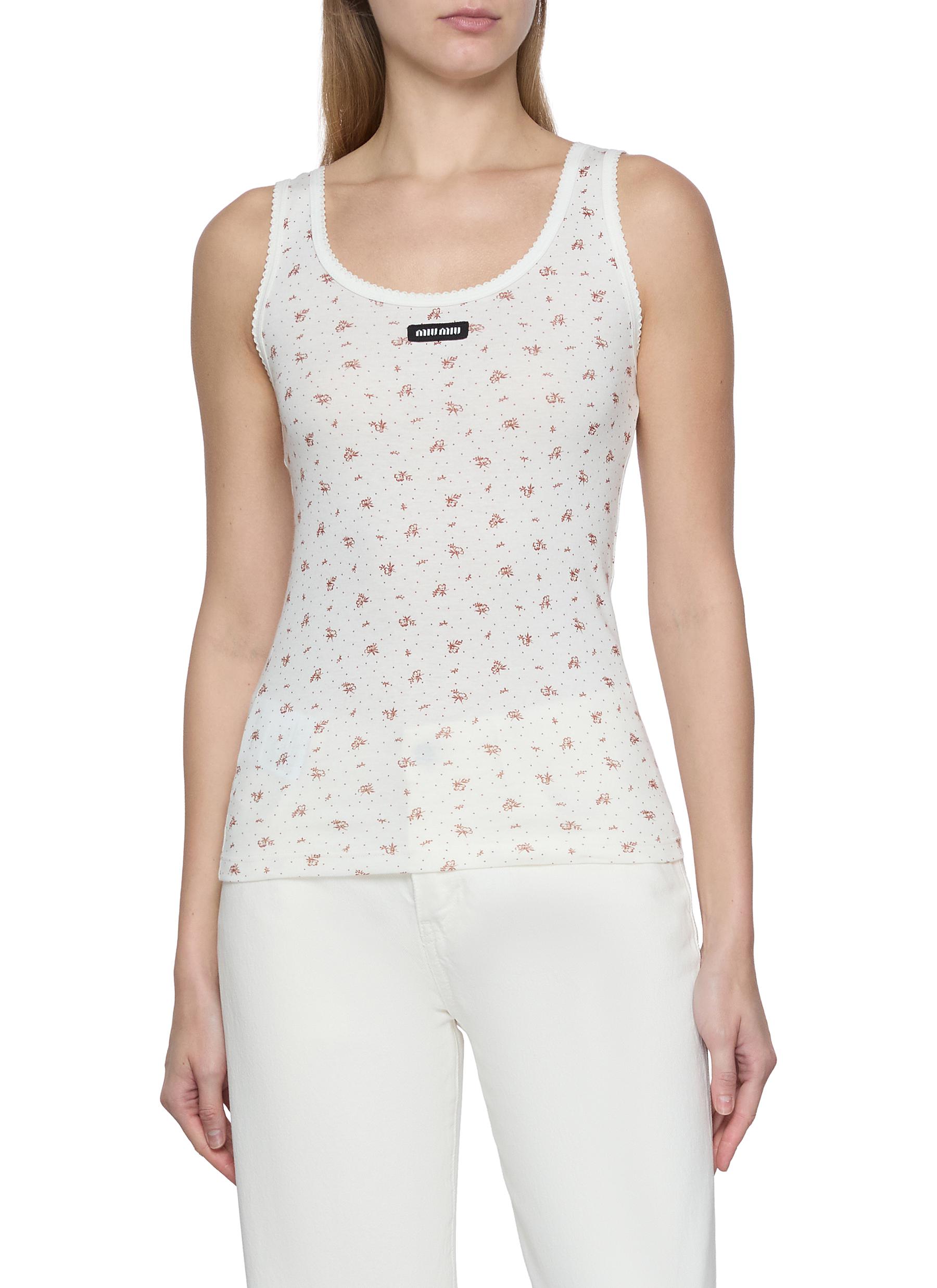 MIU MIU | Ribbed Floral Cotton Jersey Tank Top | Women | Lane Crawford