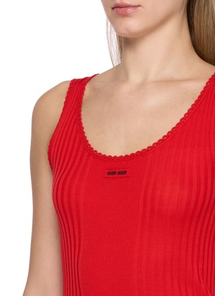  - MIU MIU - Ribbed Crocheted Trim Wool Knit Tank Top