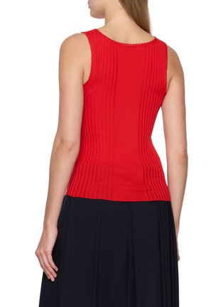 Back View - Click To Enlarge - MIU MIU - Ribbed Crocheted Trim Wool Knit Tank Top