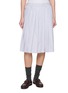 MIU MIU Pleated Striped Midi Poplin Skirt