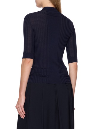 Back View - Click To Enlarge - MIU MIU - Short Sleeve Ribbed Wool Knit Top