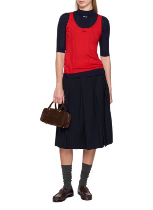 Figure View - Click To Enlarge - MIU MIU - Short Sleeve Ribbed Wool Knit Top
