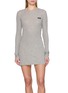 Main View - Click To Enlarge - MIU MIU - Ribbed Logo Patch Cotton Jersey Mini Dress