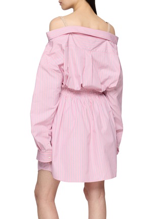 Back View - Click To Enlarge - MIU MIU - Popeline Off Shoulder Wool Blend Shirt Dress