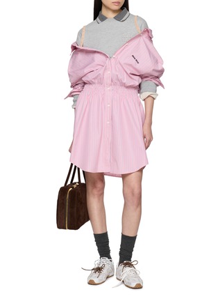 Figure View - Click To Enlarge - MIU MIU - Popeline Off Shoulder Wool Blend Shirt Dress