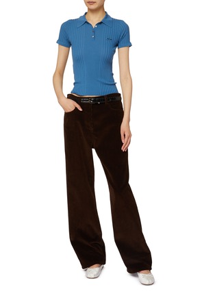 Figure View - Click To Enlarge - MIU MIU - Straight Leg Corduroy Cotton Pants