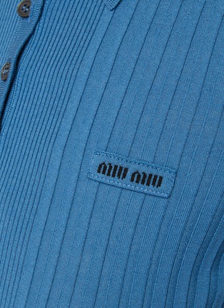  - MIU MIU - Ribbed Wool Knit Polo Shirt