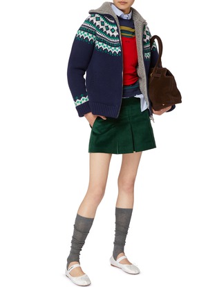 Figure View - Click To Enlarge - MIU MIU - Zip Up Wool Fleece Cardigan