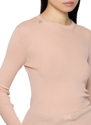  - PRADA - Long Sleeve Ribbed Crewneck Wool Knit Top
