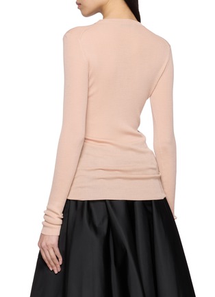 Back View - Click To Enlarge - PRADA - Long Sleeve Ribbed Crewneck Wool Knit Top