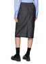 Back View - Click To Enlarge - PRADA - Elasticated Waist Dark Wash Denim Midi Skirt