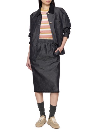 Figure View - Click To Enlarge - PRADA - Striped Crewneck Cotton T-Shirt