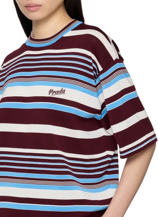  - PRADA - Striped Crewneck Cotton T-Shirt