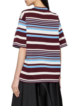 Back View - Click To Enlarge - PRADA - Striped Crewneck Cotton T-Shirt