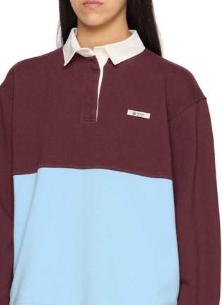  - PRADA - Long Sleeve Colourblock Cotton Polo Top