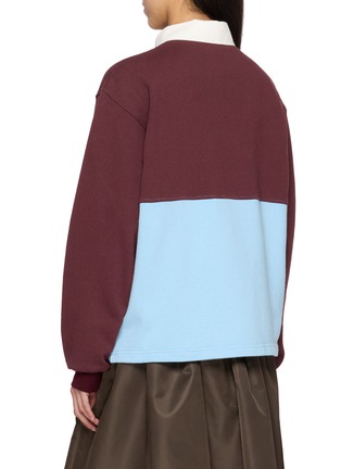 Back View - Click To Enlarge - PRADA - Long Sleeve Colourblock Cotton Polo Top