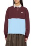 PRADA Long Sleeve Colourblock Cotton Polo Top