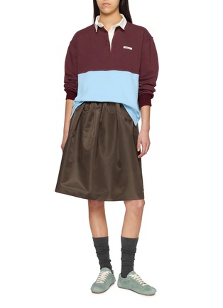 Figure View - Click To Enlarge - PRADA - Long Sleeve Colourblock Cotton Polo Top