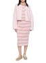 Figure View - Click To Enlarge - PRADA - Striped Elasticated Waist Cotton Jersey Midi Skirt