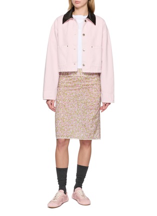 Figure View - Click To Enlarge - PRADA - Contrast Collar Light Wash Denim Jacket