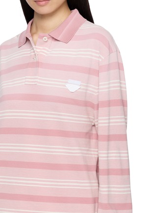  - PRADA - Long Sleeve Striped Cotton Polo Top