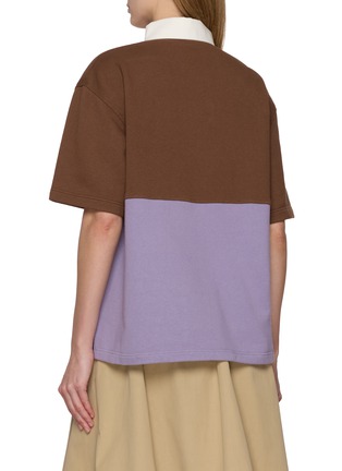 Back View - Click To Enlarge - PRADA - Short Sleeve Colour Block Cotton Polo Top