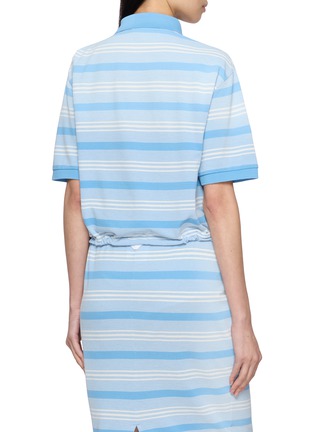 Back View - Click To Enlarge - PRADA - Short Sleeve Striped Cotton Polo Top