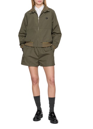 Figure View - Click To Enlarge - PRADA - Striped Rib Trim Zip Up Jacket