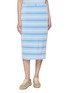 PRADA Striped Elasticated Waist Cotton Jersey Midi Skirt