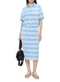 Figure View - Click To Enlarge - PRADA - Striped Elasticated Waist Cotton Jersey Midi Skirt