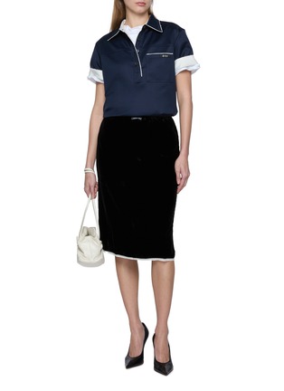 Figure View - Click To Enlarge - PRADA - Short Sleeve Contrast Trim Polo Shirt